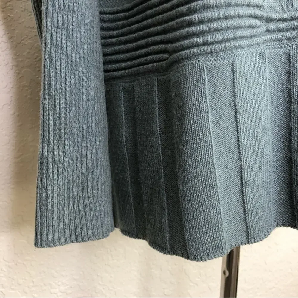 Lafayette 148 New York blue green ribbed wool cashmere blend sweater size Medium